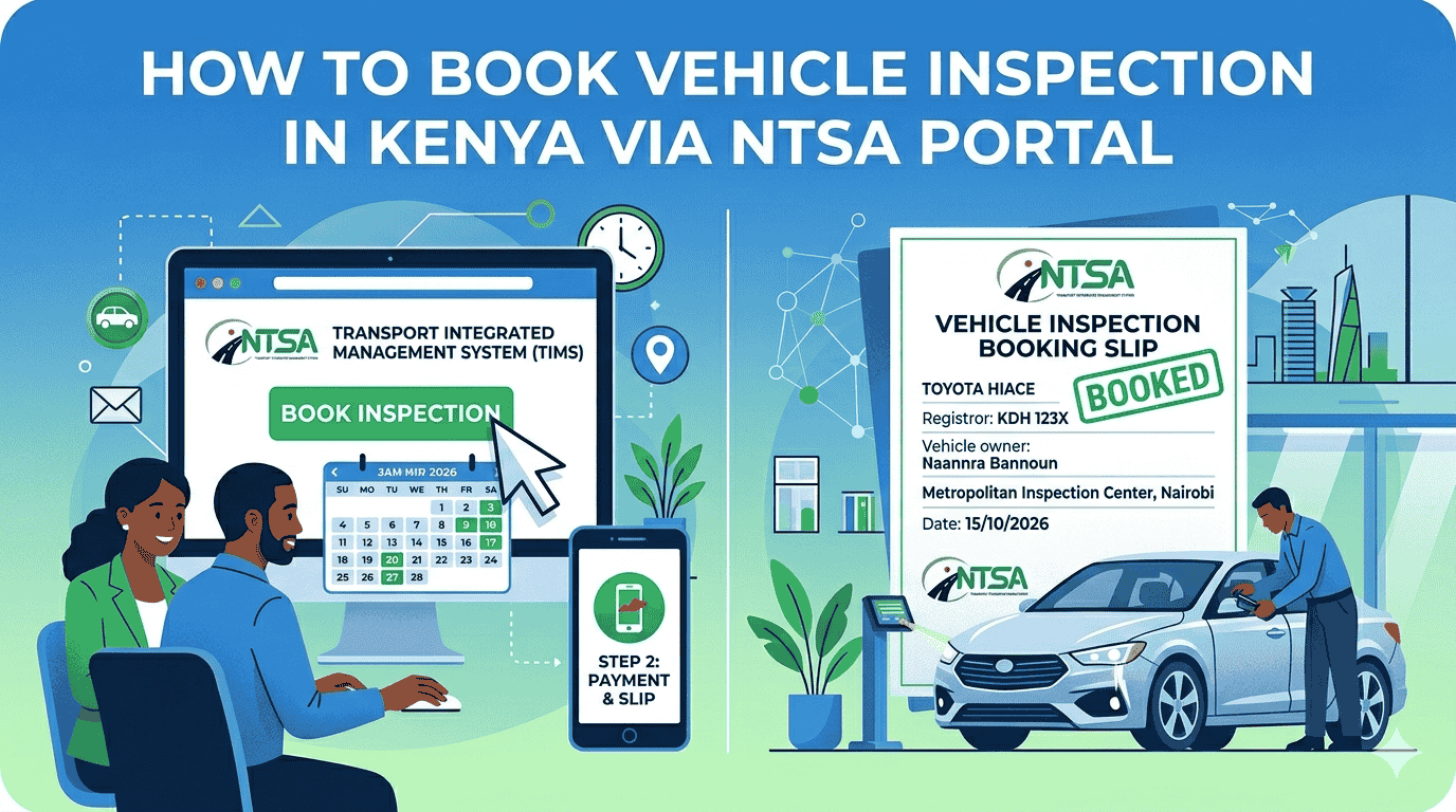 how to book vehicle inspection in Kenya