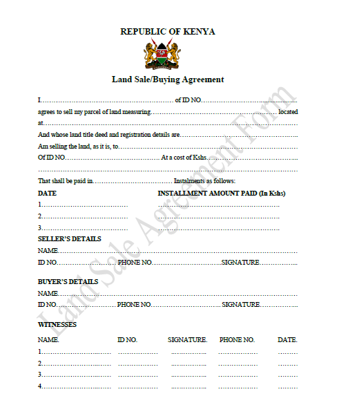 Land Sale Agreement form