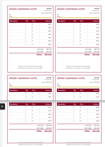 Hotel Receipt Generator Kenya